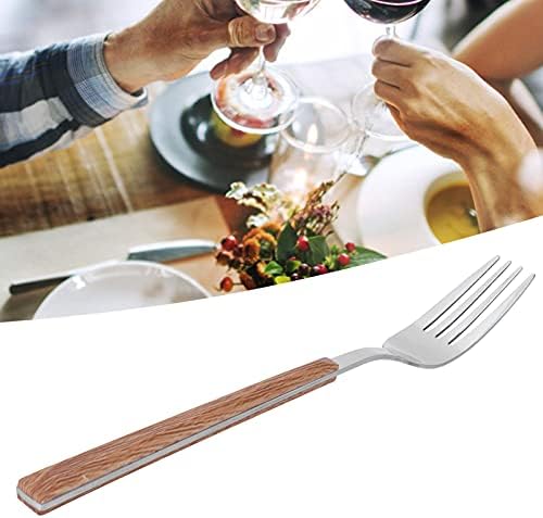 סכין ארוחת ערב לקינוח נירוסטה מזלגות עם כלי שולחן של ידית מעץ לקינוח סלט