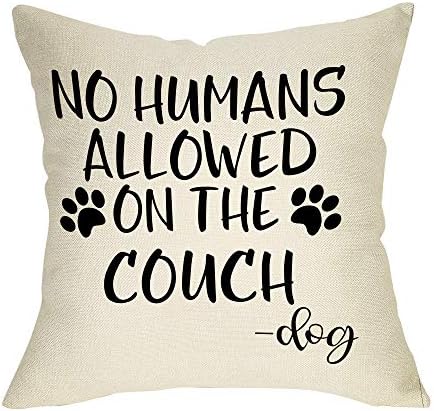 FBCOO אין בני אדם מותר לספה על כלב דפוס כפה דקורטיבי לזרוק כרית, מתנות חובבי כלבים כרית מצחיקה שלט