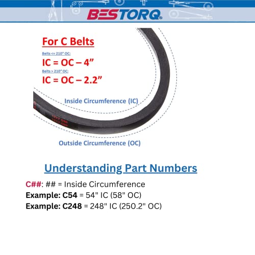 Bestorq C54 V חגורה, גומי עטוף קלאסי X3 V-Belt, שחור, 58 היקף חיצוני x .87 רוחב x .57 גובה,