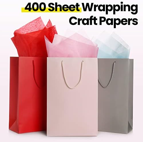400 חתיכות צבעוני רקמות נייר בתפזורת 20 איקס 20 מתנת רקמות נייר עבור מתנת שקיות ממוחזר רקמות נייר