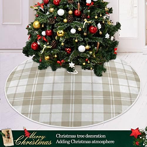 Oarencol משובץ משובץ בז 'לבנה בופלו בדוק חצאית עץ חג המולד 36 אינץ' חג המולד של מסיבת חג קישוטים