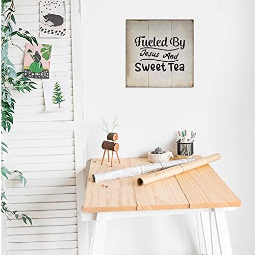 עץ שלטי קיר תליית קיר קישוט מונע על ידי ישו ומתוק תה סימנים לסלון מטבח חדר אמבטיה חדר שינה משרד בית