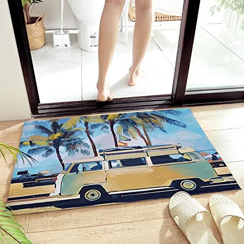 שטיח שפשפת רך קיץ אוקיינוס טרופי עץ דקל אוטובוס קרוואנים, שטיח אמבטיה החלקה מחצלת סופגת חוף ים חוף